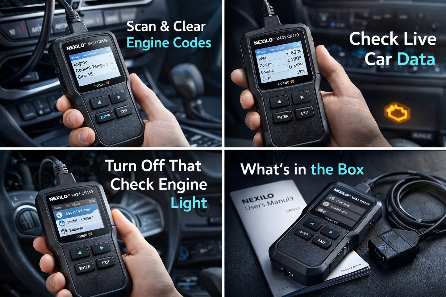 NEXILO™ OBD II Car Diagnostic Scanner- Proffesional Auto Code Reader