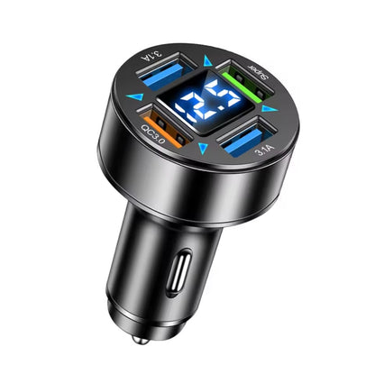 NEXILO™ 66W Ultra-Fast Car Charger - 4-Port Power Hub with LED Display