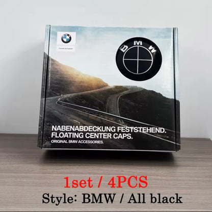 Floating Wheel Center Caps- 4 PSC (56mm/68mm) BMW FULL BLACK