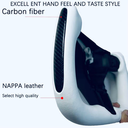 Custom WHITE TESLA Steering Wheel Carbon & NAPPA Leather & Heating NEW MODEL Y