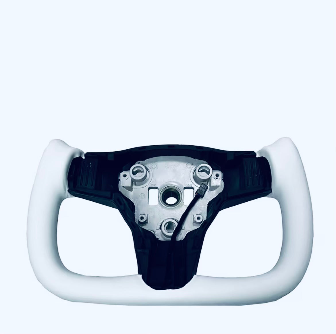 Custom WHITE TESLA Steering Wheel Carbon & NAPPA Leather & Heating