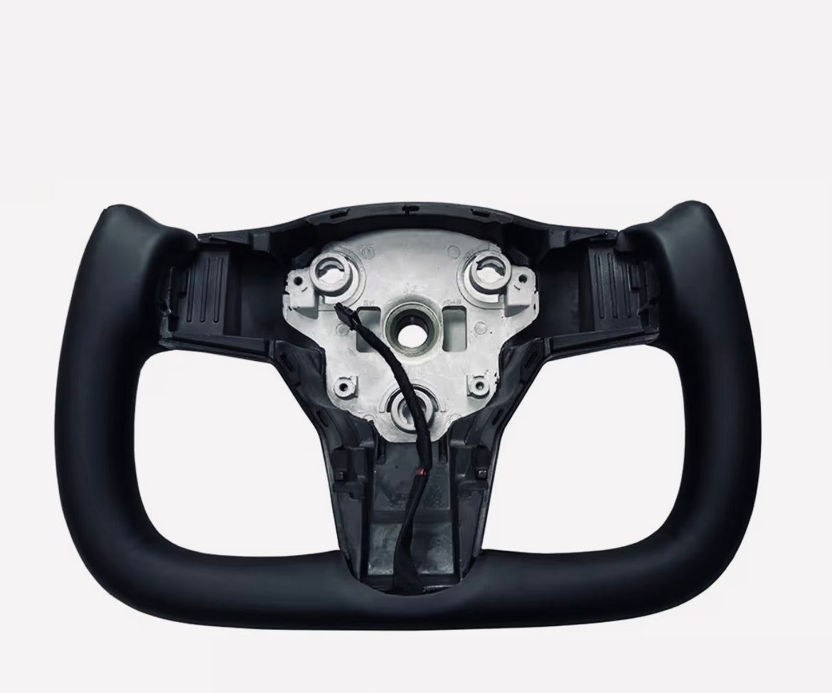 Custom BLACK TESLA Steering Wheel Carbon & NAPPA Leather & Heating