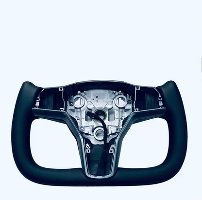 Custom BLACK TESLA Steering Wheel Carbon & NAPPA Leather & Heating NEW MODEL Y